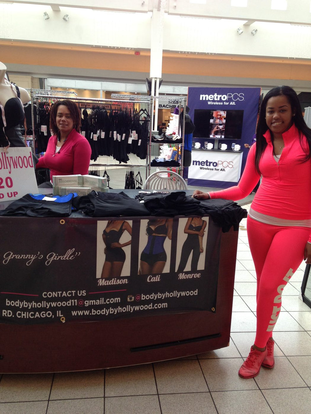 Selling shapewear at a street festival